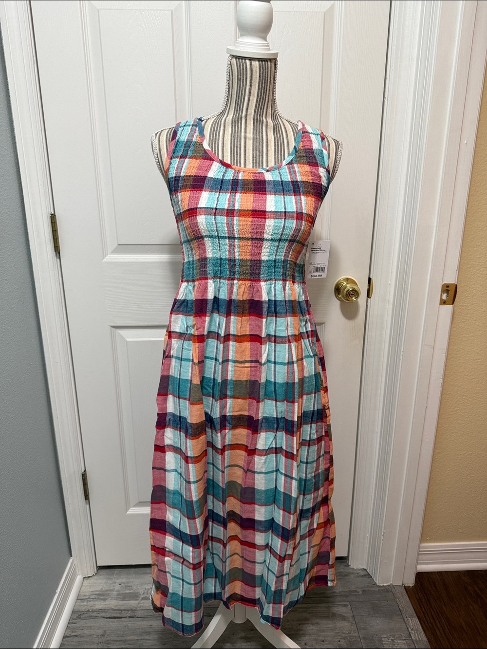 croft & barrow Multicolor Plaid Sleeveless Maxi Dress